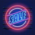 Retro sale neon sign. Las Vegas concept. Royalty Free Stock Photo