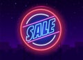 Retro sale neon sign. Las Vegas concept. Royalty Free Stock Photo