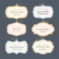 Retro sale tags collection Vector illustration. Royalty Free Stock Photo