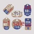 Retro sale tags collection Vector illustration. Royalty Free Stock Photo