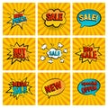 Retro sales icon vector card collection