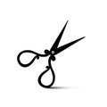 Retro scissors silhouette isolated on white background