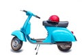 Retro scooter, Vintage scooter, retro motorcycle with red helmet isolated on white background with clipping path Royalty Free Stock Photo