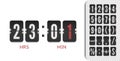 Retro score board clock. Scoreboard countdown number font Vintage flip clock time counter vector. Royalty Free Stock Photo