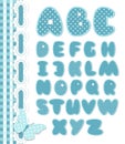 Retro scrapbook font blue color