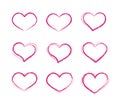 Retro scribble grunge vector heart symbols set