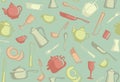 Retro seamless background of kitchen ware Royalty Free Stock Photo