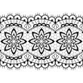 Retro seamless lace vector design - black and white detailed vector wedding lace pattern with flowers and swirls, symmetric orname