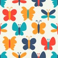 Retro seamless pattern of colorful butterfly Royalty Free Stock Photo