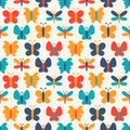 Retro seamless pattern of colorful butterfly Royalty Free Stock Photo