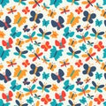 Retro seamless pattern of colorful butterfly Royalty Free Stock Photo