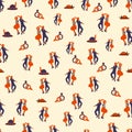 Retro seamless pattern with dancing jazz ethnic people. Couple of lovers. Vector illustration Royalty Free Stock Photo