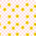 Retro seamless pattern with flowers on checkered background. Simple floral print for fabric, paper, T-shirt. Doodle illustration Royalty Free Stock Photo