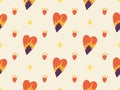 Retro seamless pattern with heart. Groovy elements. Cartoon funky design. Royalty Free Stock Photo