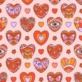 Retro seamless pattern with hearts