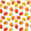 Retro seamless pattern with round red and yellow spots. Autumn background on white Royalty Free Stock Photo