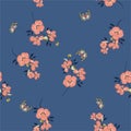 Retro Seamless pattern on vector pink vintage pansy flowers with butterflies soft and gentle design for fashion,fabric,