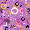 Retro seamless 1980s inspired memphis pattern background.