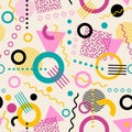 Retro seamless 1980s inspired memphis pattern background. Royalty Free Stock Photo