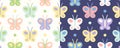 Retro seamless set patterns with butterfly Royalty Free Stock Photo