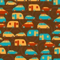 Retro seamless travel pattern of cars