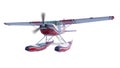 Retro seaplane illustration. 3D render. Propeller is rotating and blurred Royalty Free Stock Photo