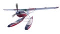 Retro seaplane illustration. 3D render. Propeller is rotating and blurred Royalty Free Stock Photo