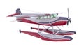 Retro seaplane illustration. 3D render. Propeller is rotating and blurred Royalty Free Stock Photo