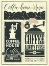 Retro set of design elements for a coffee house