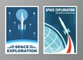 Retro set of galaxy travel posters Royalty Free Stock Photo