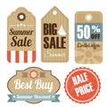 Retro set of summer vintage sale labels,