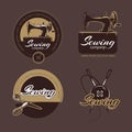 Retro sewing and tailoring vector logo, labels and badges set