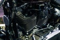 Retro shiny chrome motorcycle moto engine Royalty Free Stock Photo