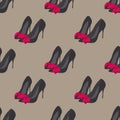 Retro shoes. Seamless pattern with women s shoes