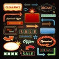 Retro Showtime Signs Design Elements Set. Bright Royalty Free Stock Photo