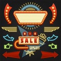 Retro Showtime Signs Design Elements Set Royalty Free Stock Photo