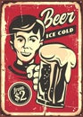 Retro sign design with man toasting with beer Royalty Free Stock Photo