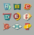 Retro signs alphabet. Letters on vintage style signs Royalty Free Stock Photo