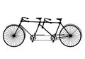 Retro silhouette tandem bicycle isolated on a white .