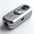 Retro Silver Point-and-Shoot Digital Camera on White Background Royalty Free Stock Photo