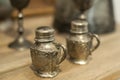 Retro silver salt and pepper shaker Royalty Free Stock Photo