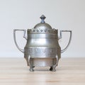 Retro silver sugar bowl Royalty Free Stock Photo