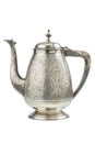 Retro silver teapot, jug isolated