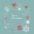 Retro simple Christmas card with snowflakes