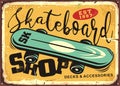 Retro skateboarding shop comic style sign