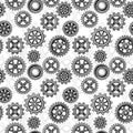 Retro sketch mechanical gears seamless pattern design