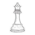 Retro sketch of a queen chess piece Royalty Free Stock Photo