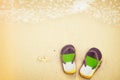 Retro slippers on tropical beach in summer Royalty Free Stock Photo