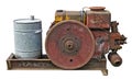 Retro small tractors diesel engine whith wheel isolated