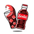 Retro Soda can mascot. Cute character in trendy retro 60s 70s cartoon style. Vector hand drawn